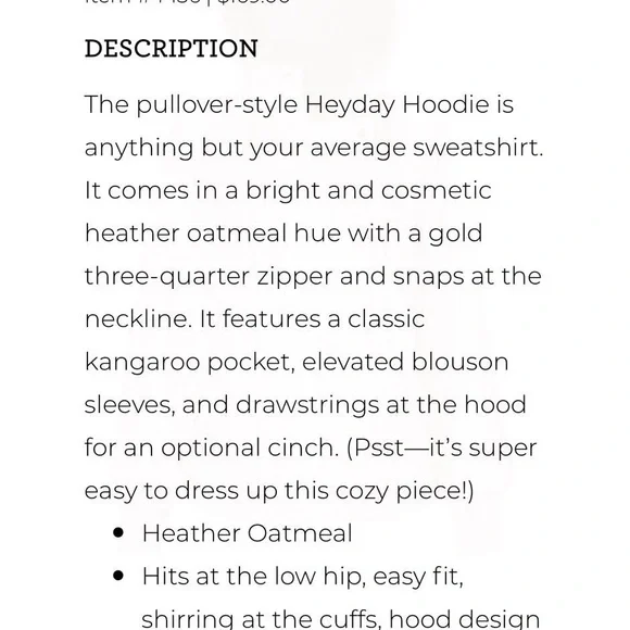 CAbi Cream Hoodie with Gold Accents - Picture 7 of 9